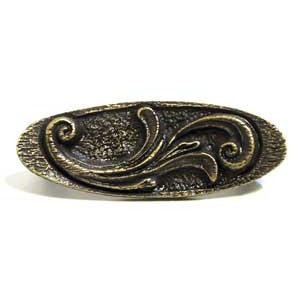 Emenee OR311-ABR Premier Collection Elegant Oval Pull 4 inch x 1-3/8 inch in Antique Matte Brass Floral Series